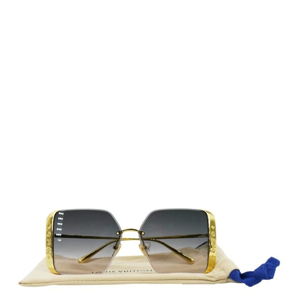 Louis Vuitton  LV Moon Z1994U Metal Frame Gradient Blue Square Sunglasses Gold - Picture 2 of 9